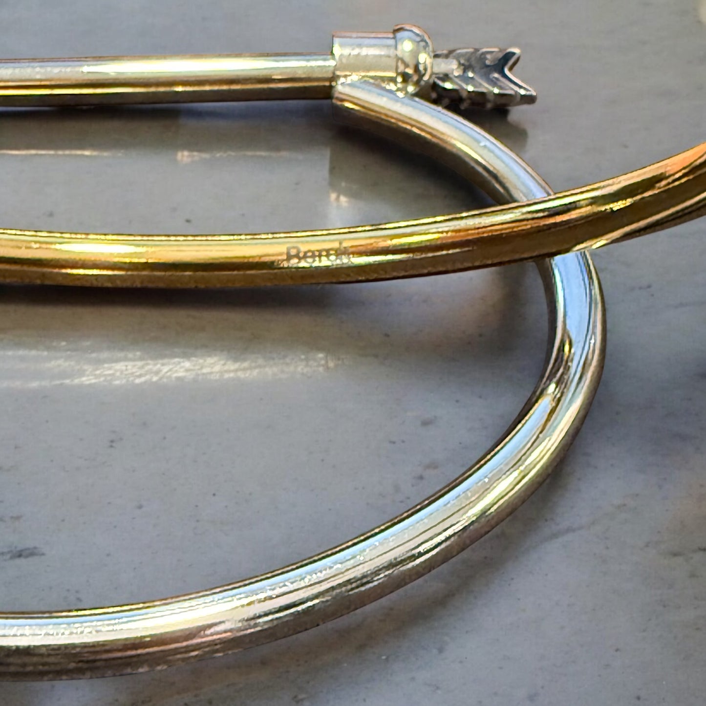 Waterproof Arrow Open Bangle Screw Closure Bracelet Polished Stainless Steel & 14k Gold PVD Plated Stainless Steel
