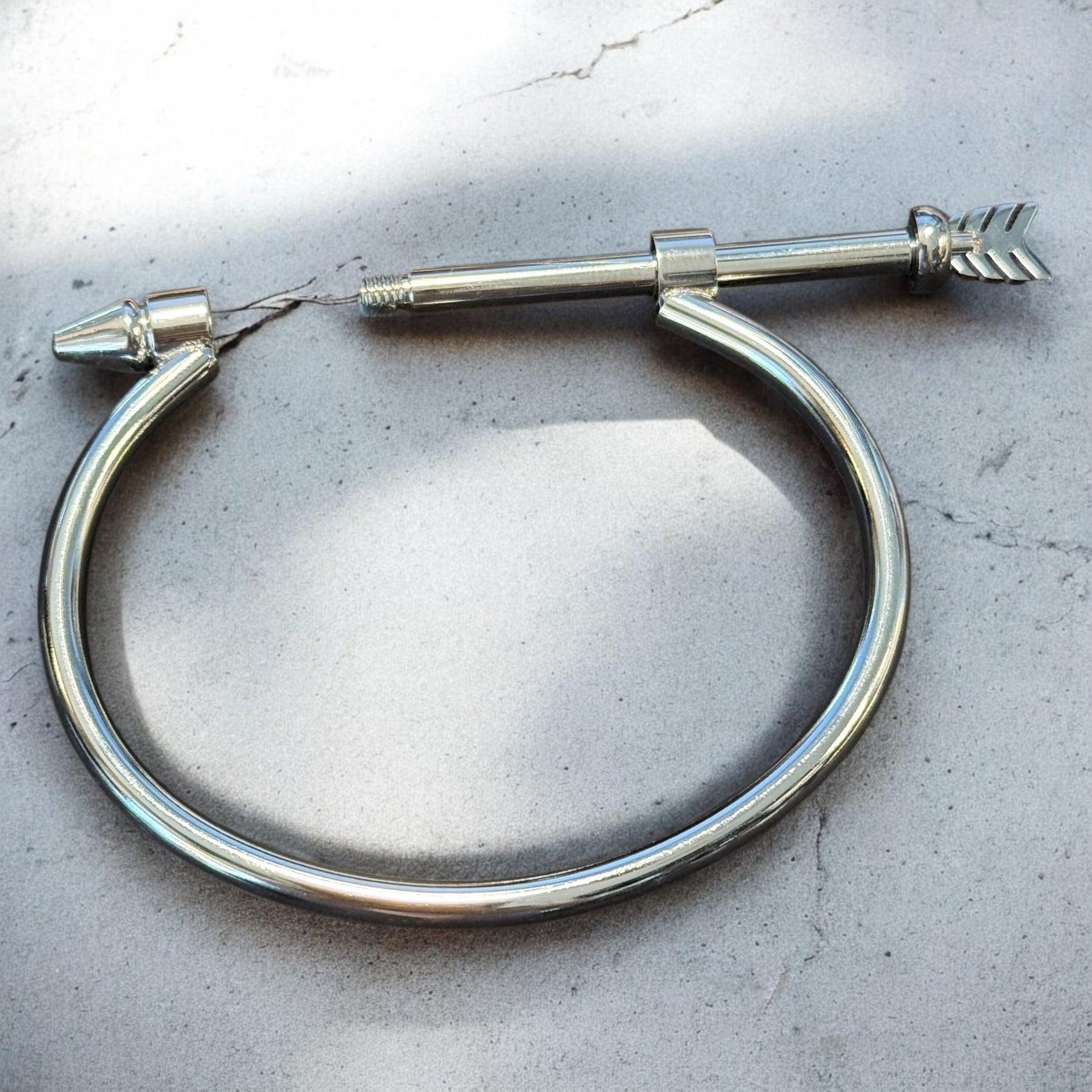 Waterproof Arrow Open Bangle Screw Closure Bracelet Polished Stainless Steel & 14k Gold PVD Plated Stainless Steel