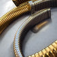 Waterproof Slinky Open Bangle Bracelet Polished Stainless Steel & 14k Gold PVD Plated Stainless Steel