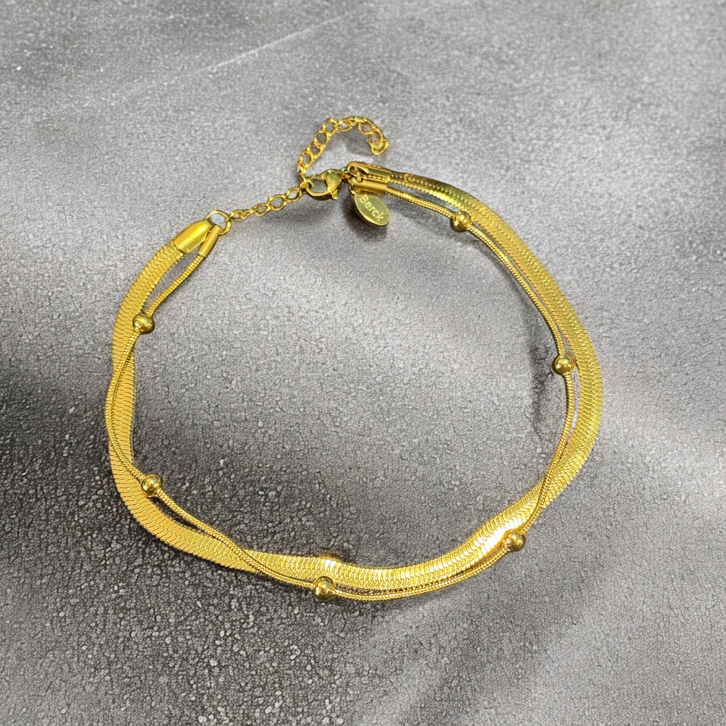 Waterproof Double Layer Herringbone Anklet