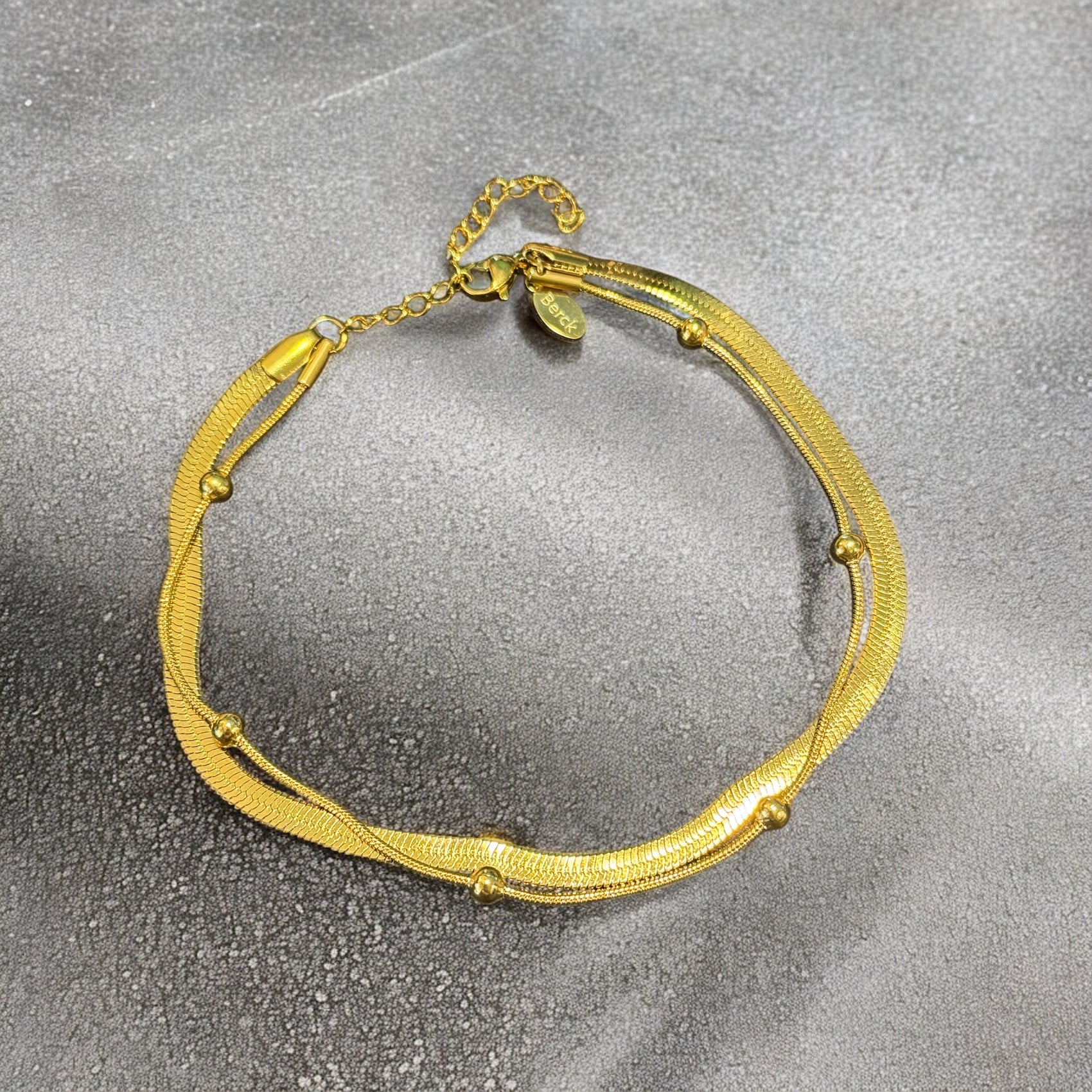 Waterproof Double Layer Herringbone Anklet