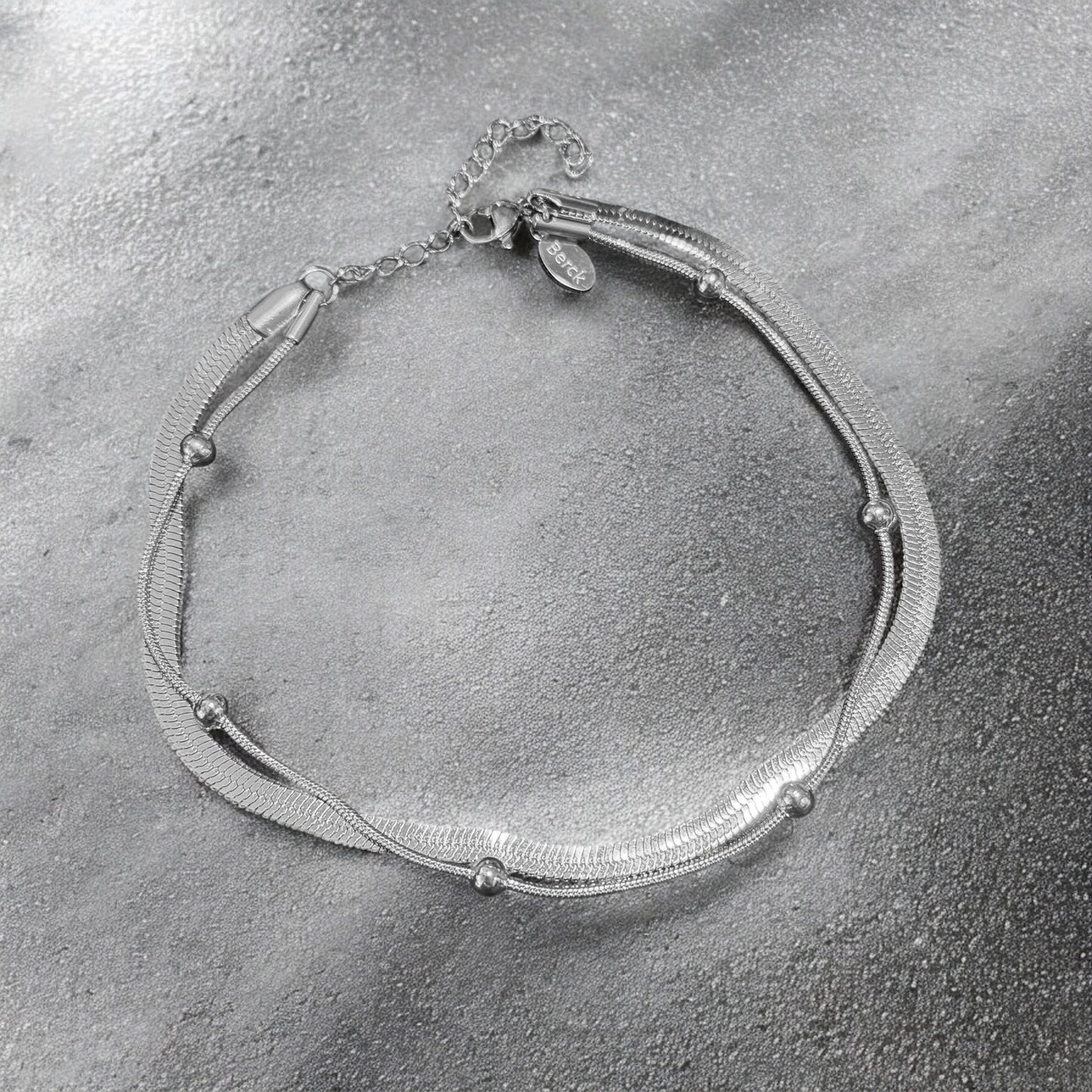 Waterproof Double Layer Herringbone Anklet