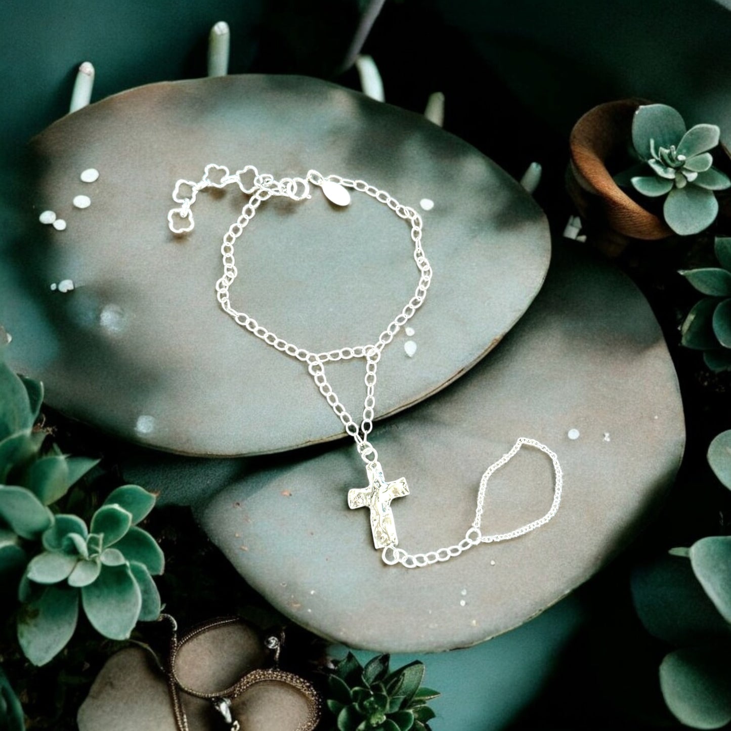 One-Of-A-Kind Artisan Cross Hand Chain Sterling Silver