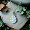 One-of-a-Kind Abstract Teardrop Faceted Rainbow Moonstone Sterling Silver Necklace