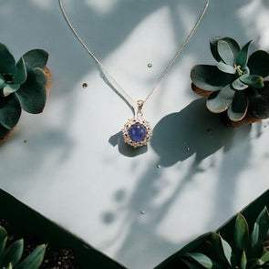 One-of-a-Kind 10mm Round Genuine Tanzanite Sterling Silver Floral Necklace