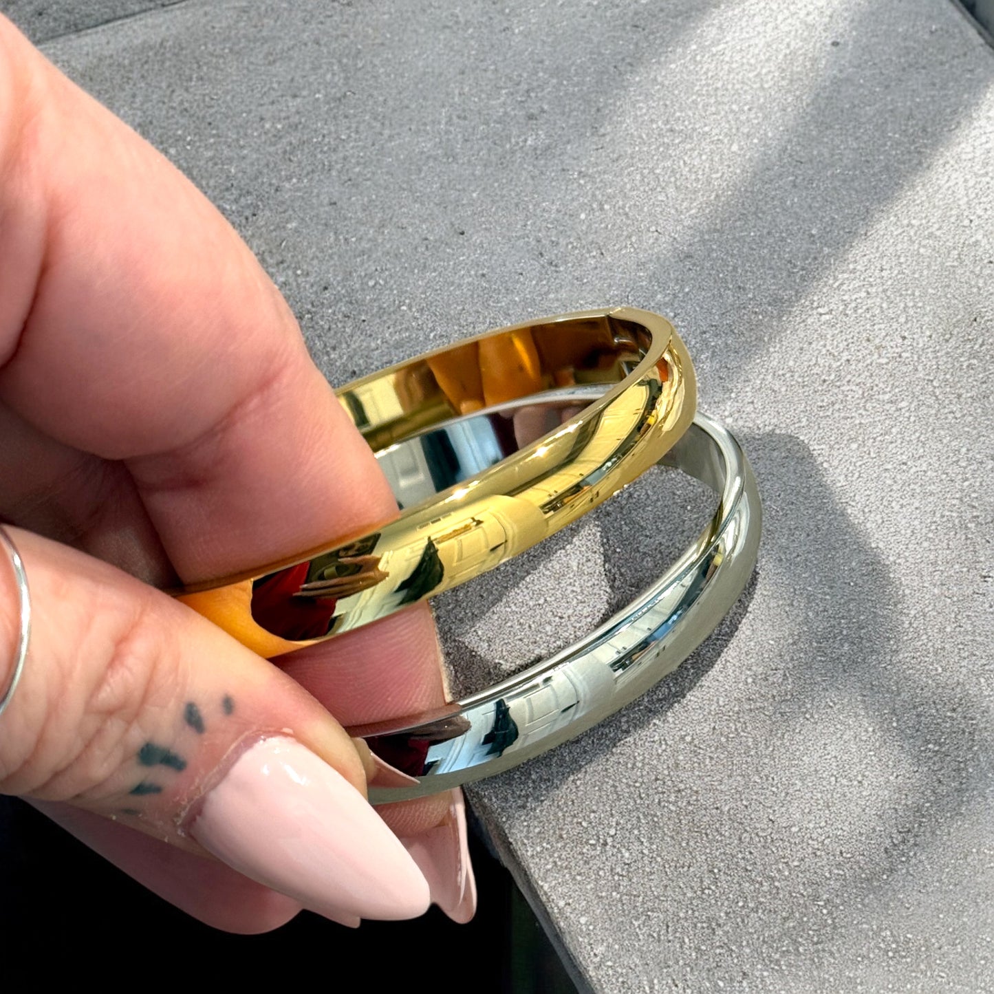 Chunky Wide Bangle Bracelet (Hinged)