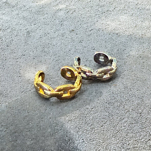 Waterproof Dainty Link Ear Cuff Solid Sterling Silver (Sold as a Single