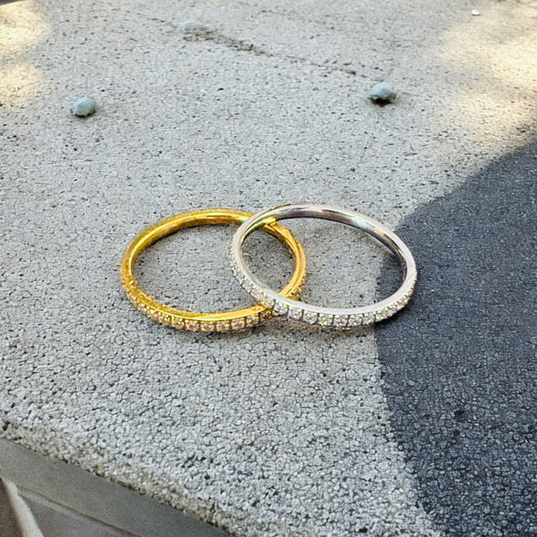 Waterproof 2mm Stacking Zircon Eternity Ring