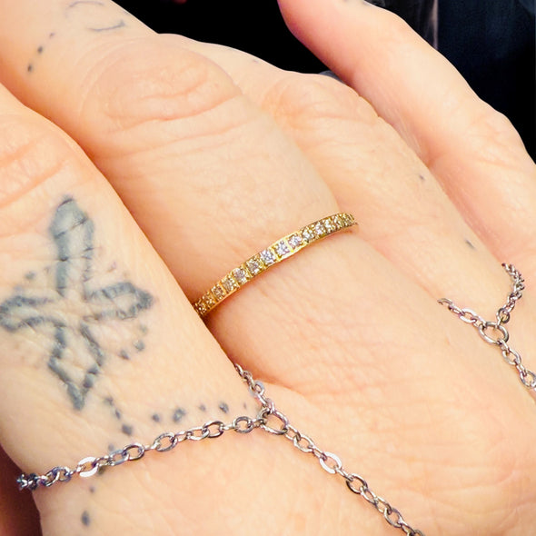 Waterproof 2mm Stacking Zircon Eternity Ring