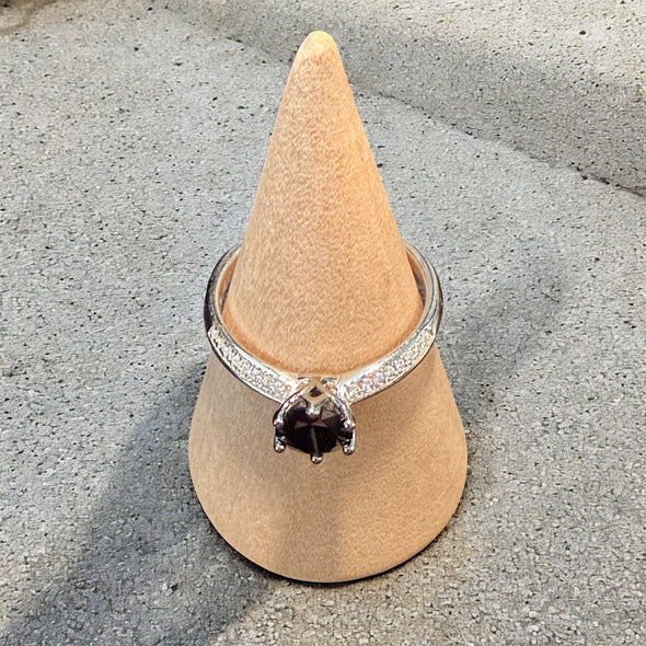 1 Carat Black Moissanite Diamond Solitaire Ring Sterling Silver