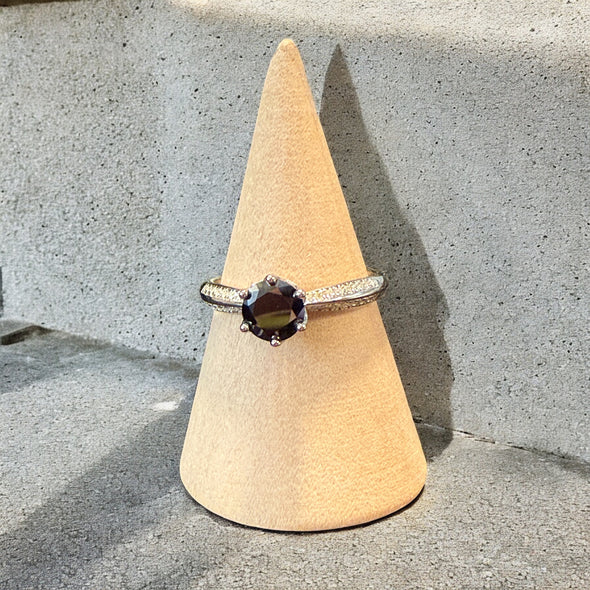 1 Carat Black Moissanite Diamond Solitaire Ring Sterling Silver