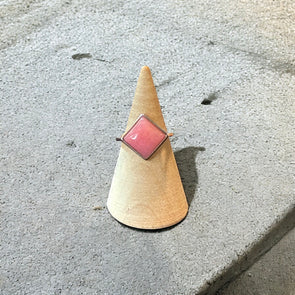 One-of-a-Kind AAA Calibrated Pink Jade Simple Sterling Silver Ring