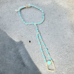One-Of-A-Kind Gemstone Hand Chain Sterling Silver 2 Strand with Attached Chain Ring