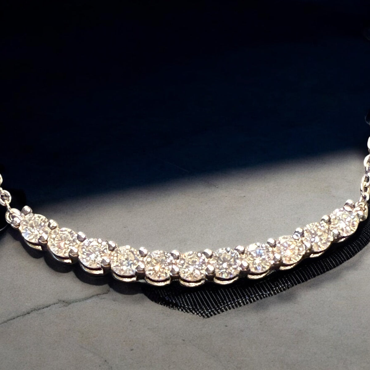 Moissanite Diamond Bar Necklace Sterling Silver