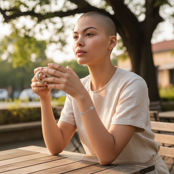 GRA Certified Black Moissanite Diamond 4 Clover Bracelet