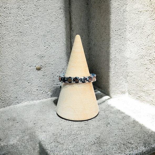 4mm Black Moissanite Diamond GRA Certified Eternity Ring