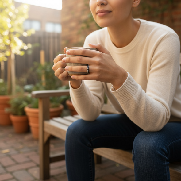 4mm Black Moissanite Diamond GRA Certified Eternity Ring