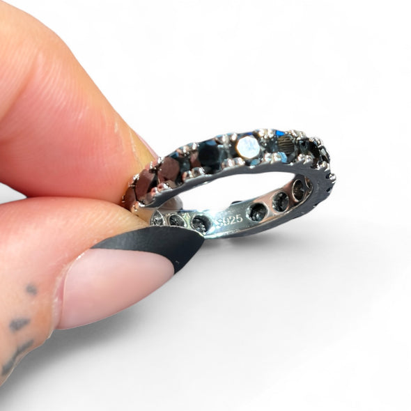 4mm Black Moissanite Diamond GRA Certified Eternity Ring