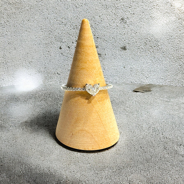 Moissanite Diamond GRA Certified Heart Ring Sterling Silver PREORDER