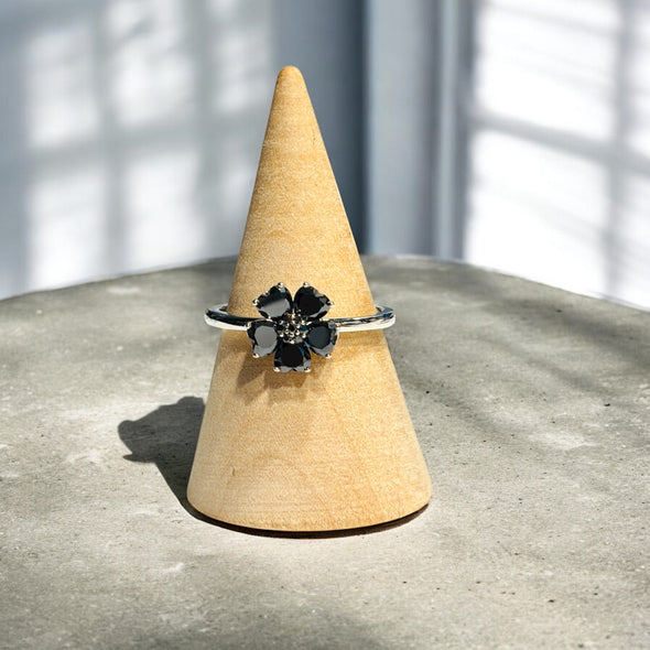 Moissanite Diamond GRA Certified Heart Petal Flower Ring Sterling Silver PREORDER