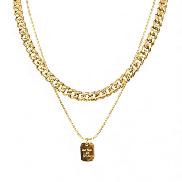 Waterproof Two Piece Layering Necklace "Do Not Be Afraid"