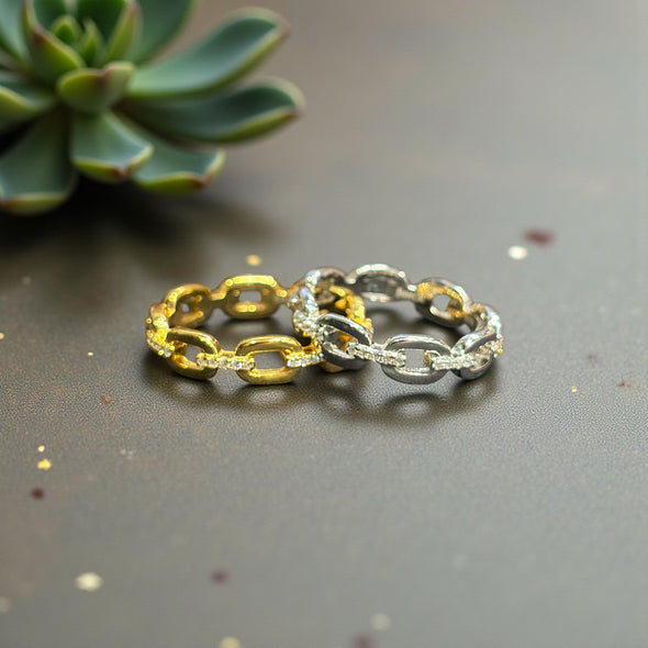 Moissanite Diamond Link Ring GRA Certified