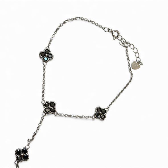 GRA Certified Black Moissanite Diamond 5 Clover Hand Chain
