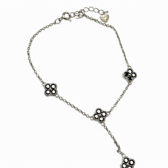 GRA Certified Black Moissanite Diamond 5 Clover Hand Chain