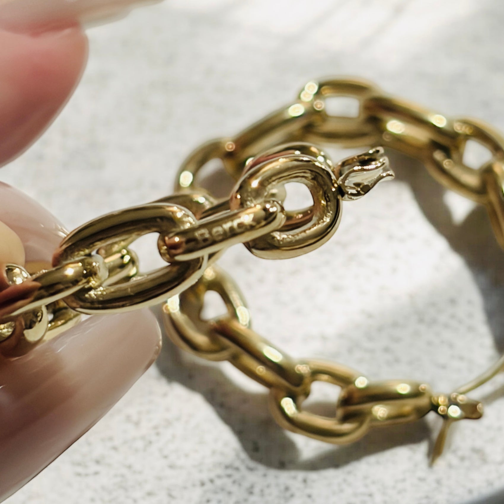 Waterproof Fixed Chain Link Hoop Earrings