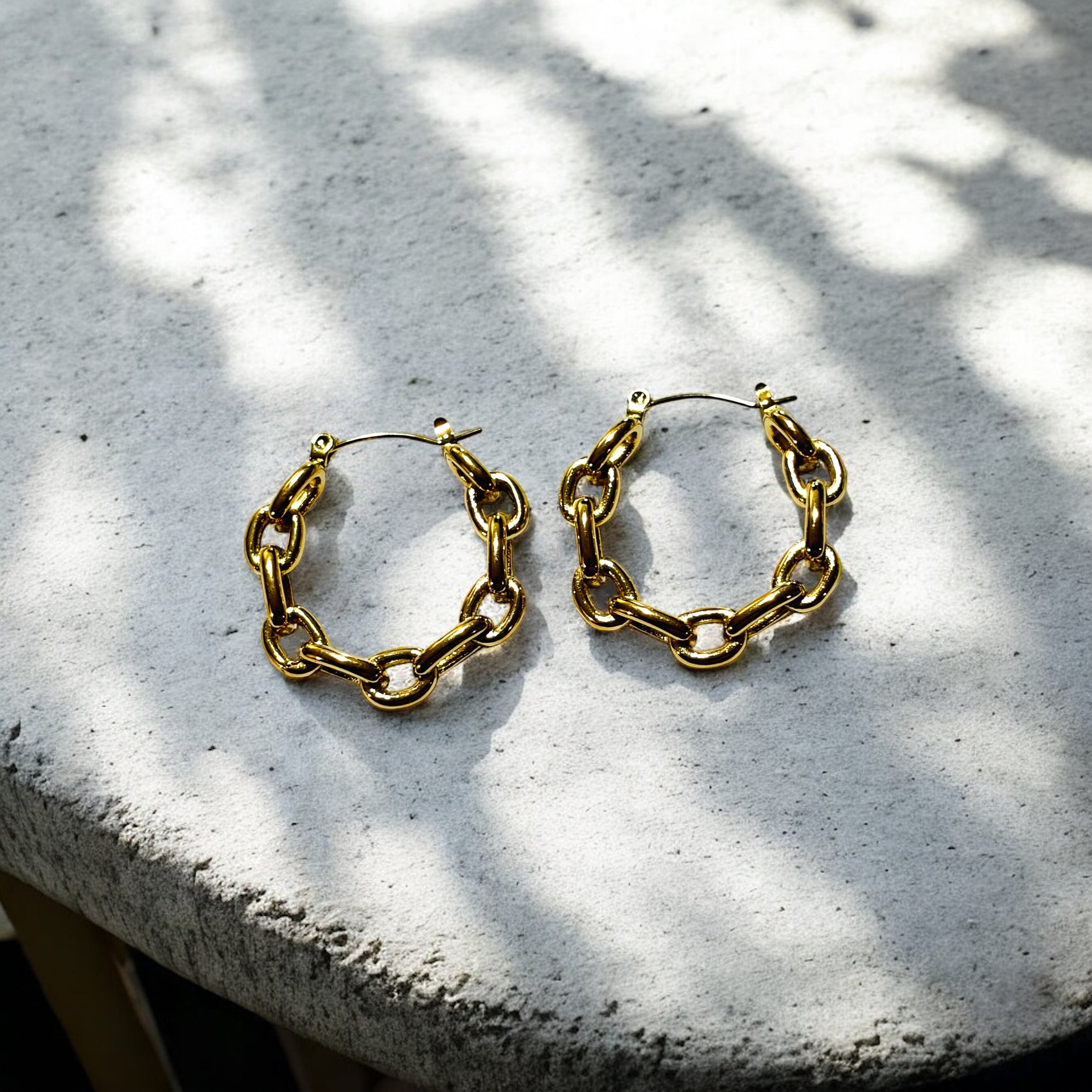 Waterproof Fixed Chain Link Hoop Earrings