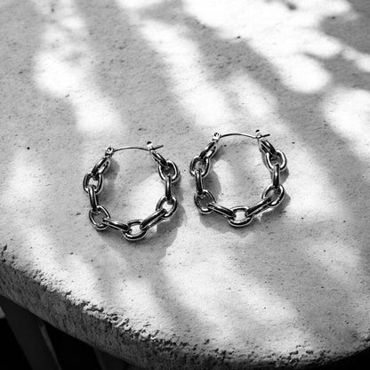 Waterproof Fixed Chain Link Hoop Earrings