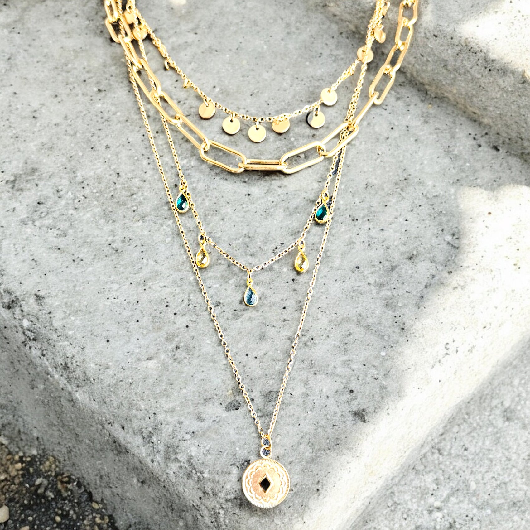 Waterproof Boho 4 Layer Necklace