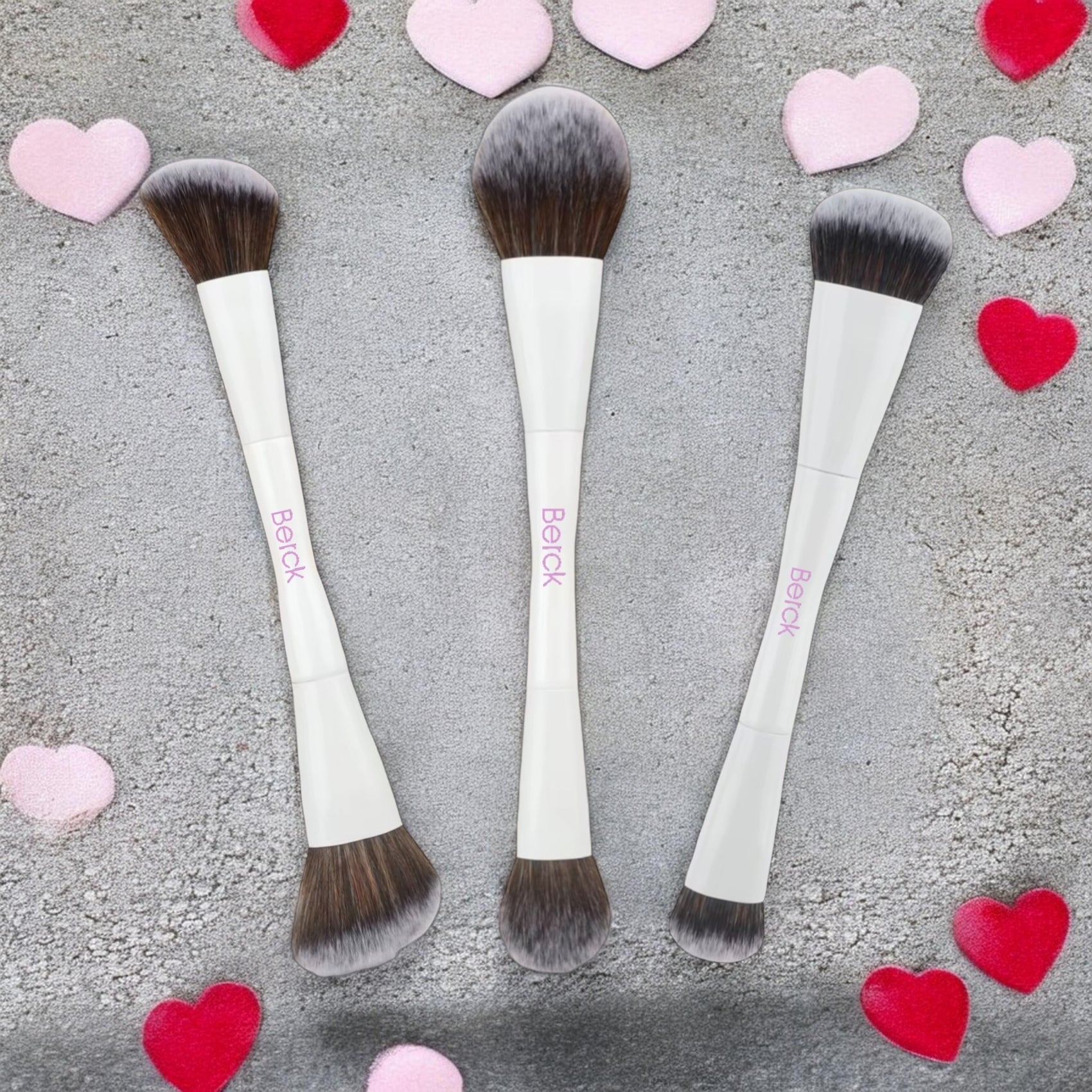 Limited Edition 3 Piece Dual Ended Makeup Brush Set with Cosmetic Pouch