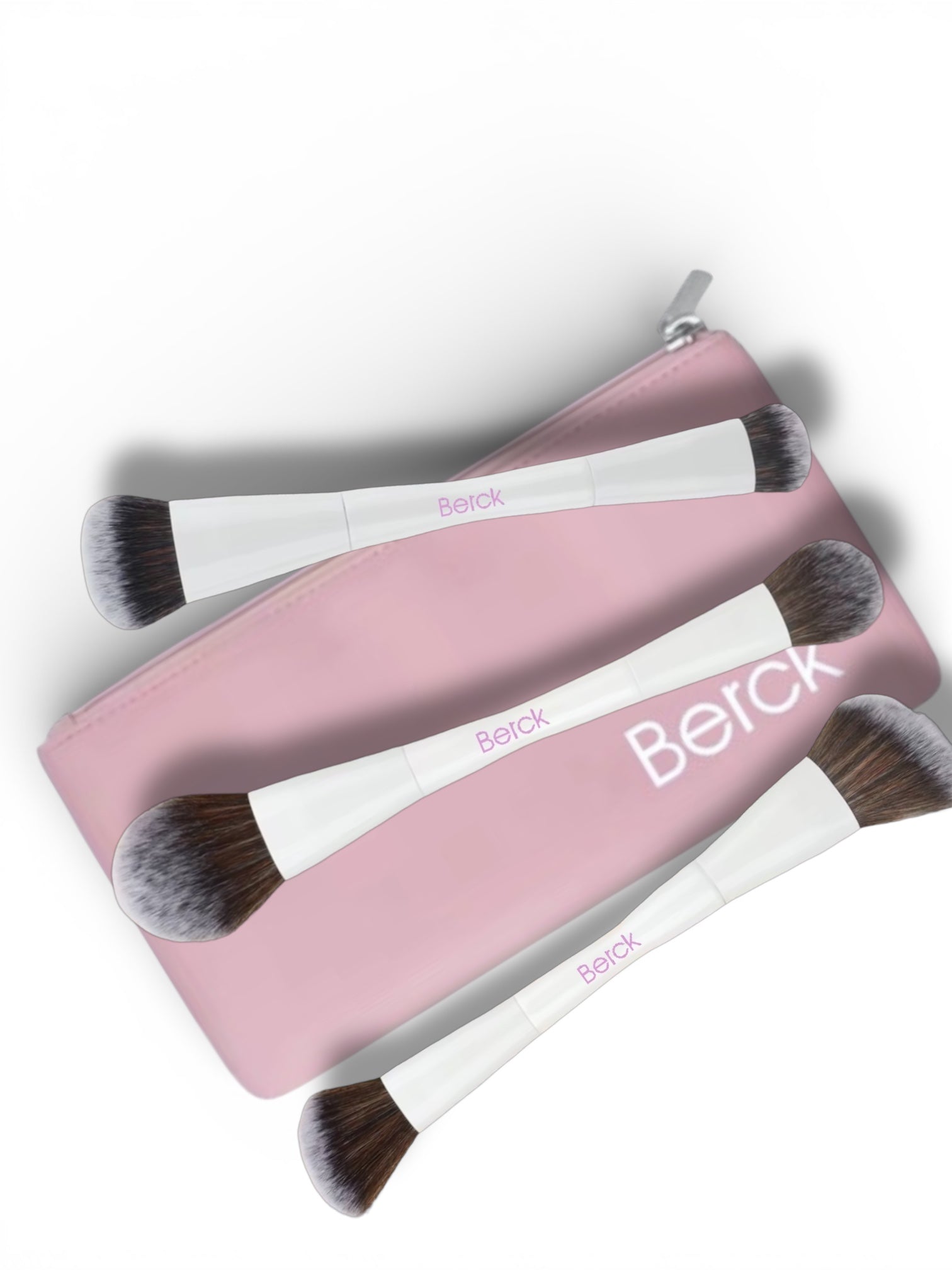 Limited Edition 3 Piece Dual Ended Makeup Brush Set with Cosmetic Pouch