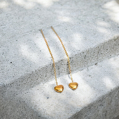 Waterproof Dainty Heart Thread Earrings