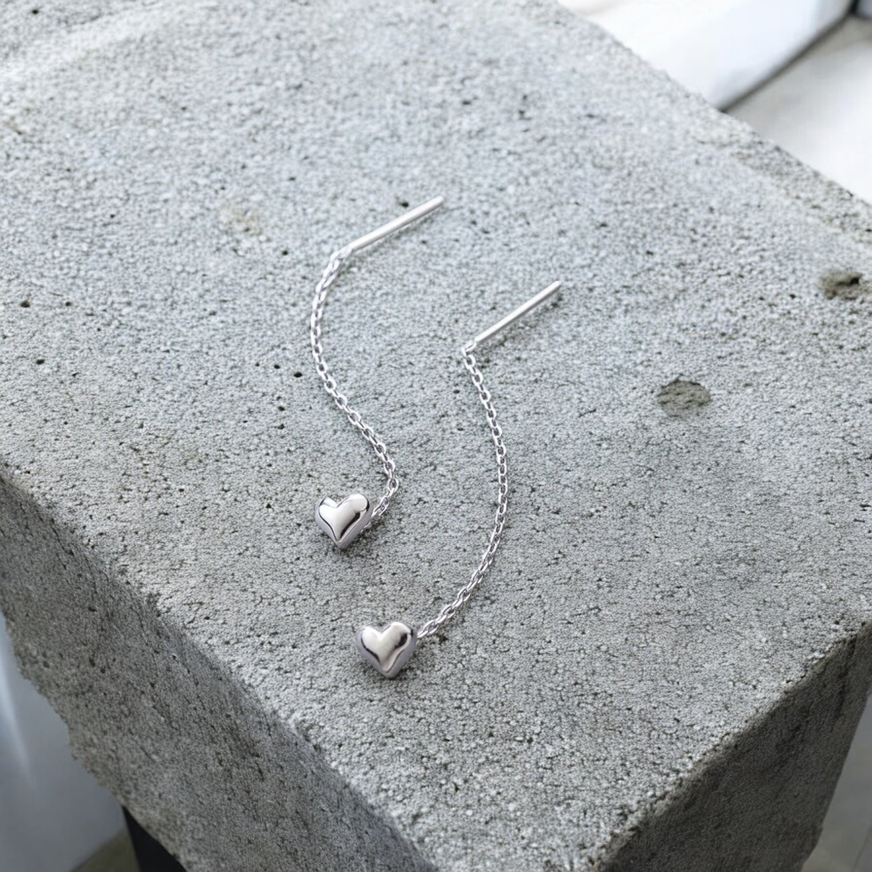 Waterproof Dainty Heart Thread Earrings