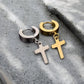 Waterproof Chunky Huggie Cross Dangle Earrings