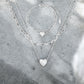 Waterproof Double Layer Heart Necklace & Bracelet Set