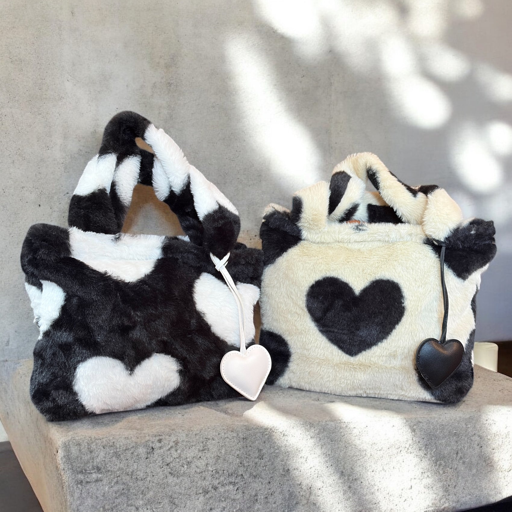 Limited Edition Valentine's Day Plush Faux Rabbit Heart Mini Tote