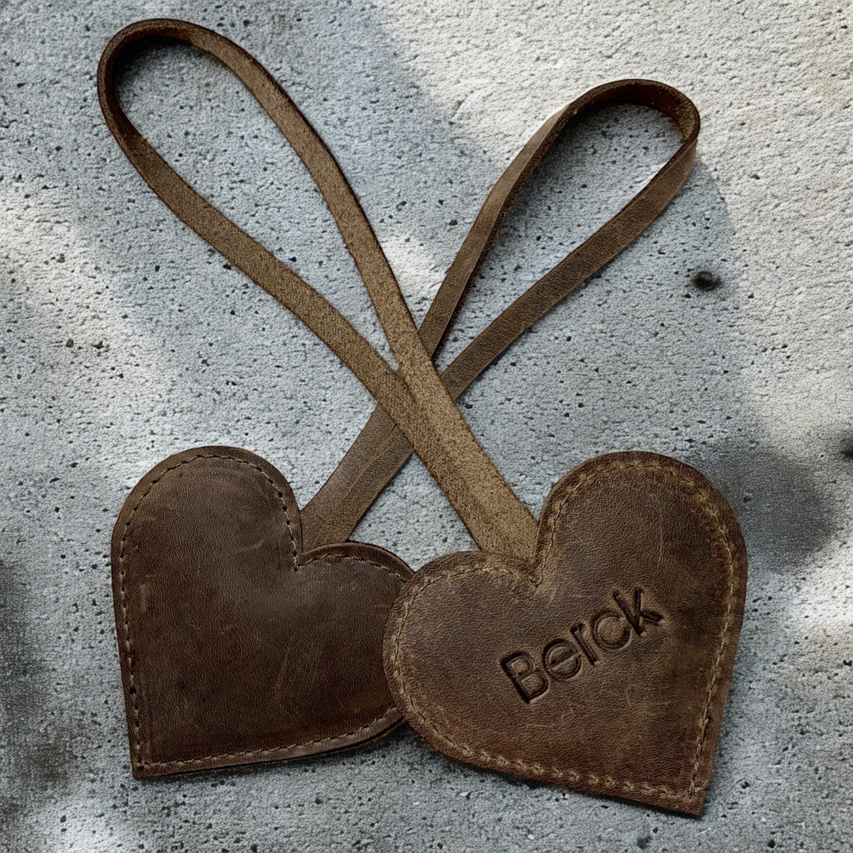 Berck Puffed Genuine Leather Heart Bag Charm