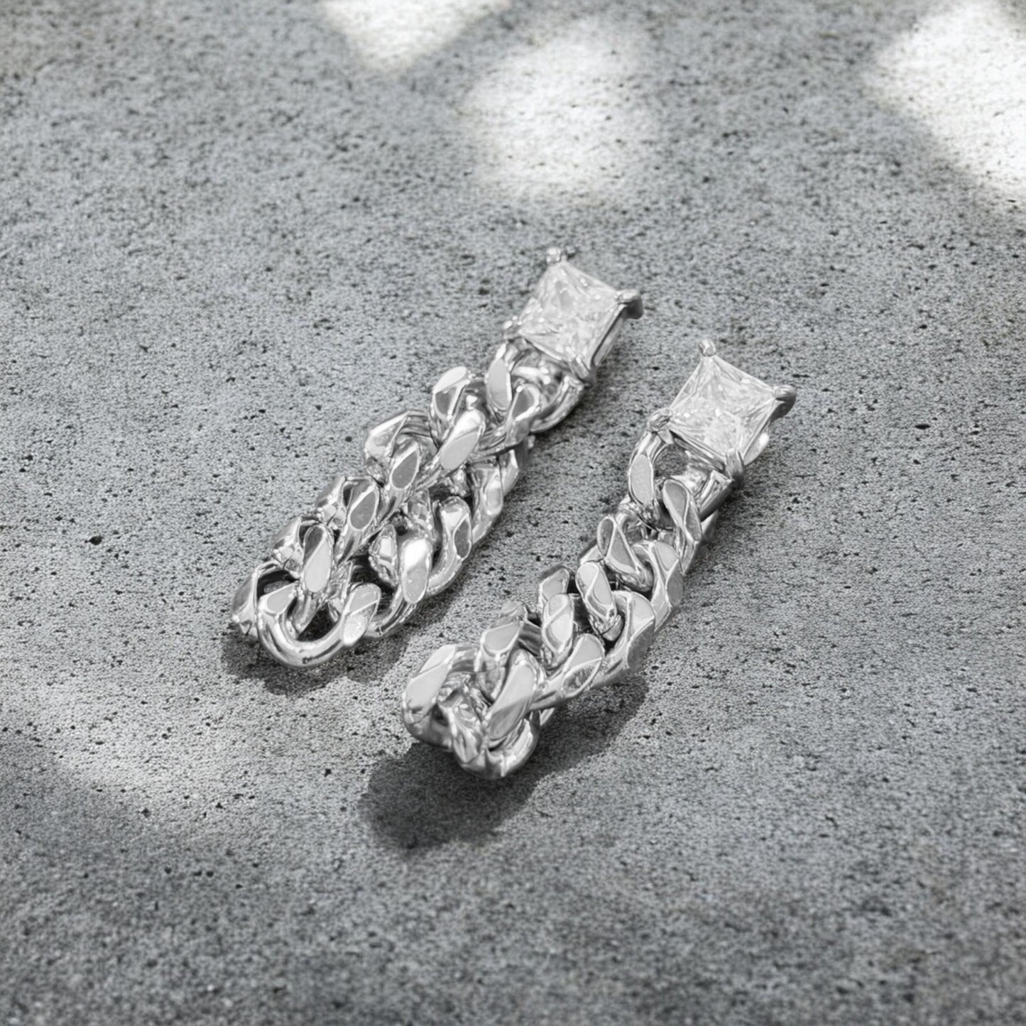 The Princess Collection - Waterproof Cuban Curb Chain Princess Cut 3 Zircon Diamond (Sold Separately)