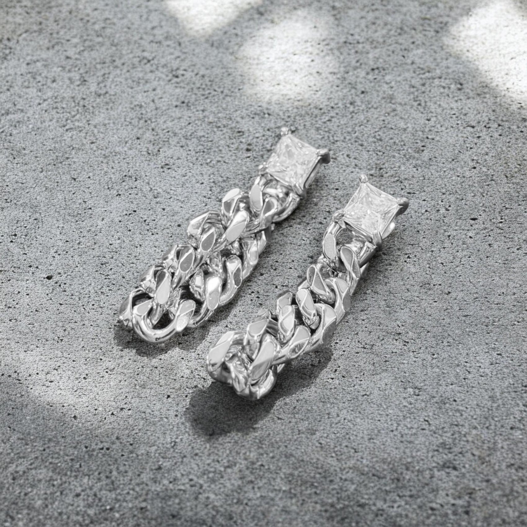 The Princess Collection - Waterproof Cuban Curb Chain Princess Cut 3 Zircon Diamond (Sold Separately)