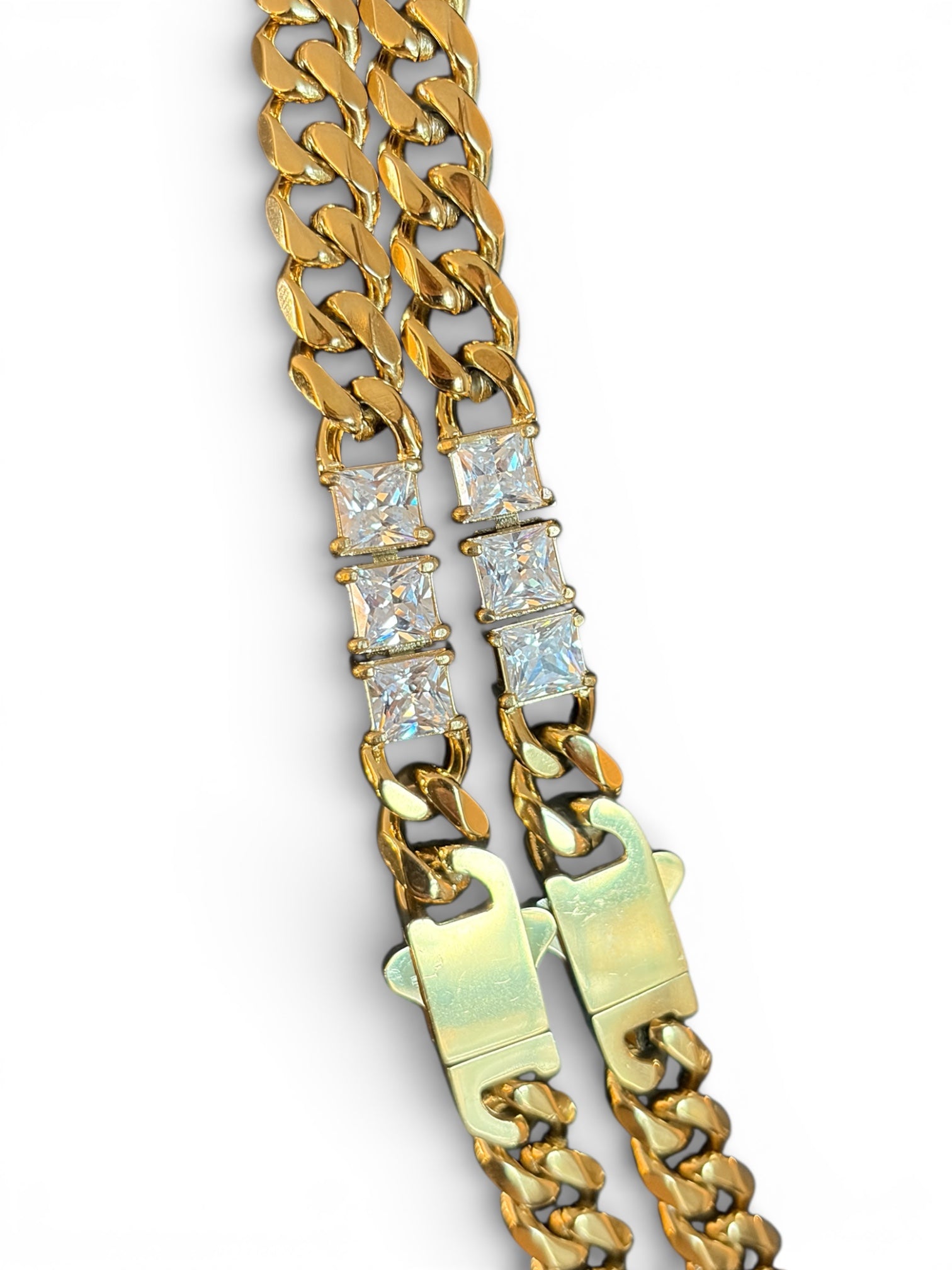 The Princess Collection - Waterproof Cuban Curb Chain Princess Cut 3 Zircon Diamond (Sold Separately)