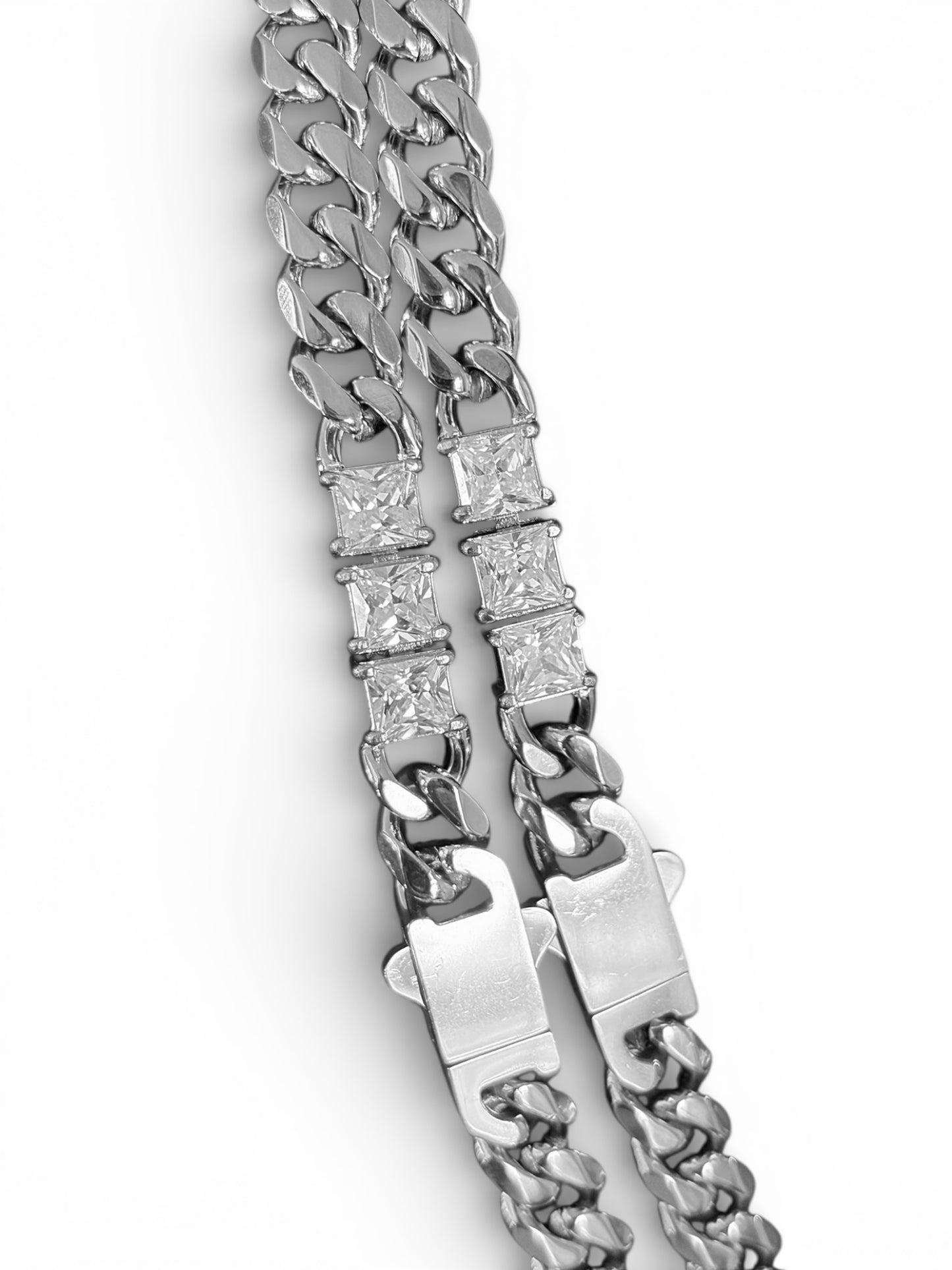 The Princess Collection - Waterproof Cuban Curb Chain Princess Cut 3 Zircon Diamond (Sold Separately)
