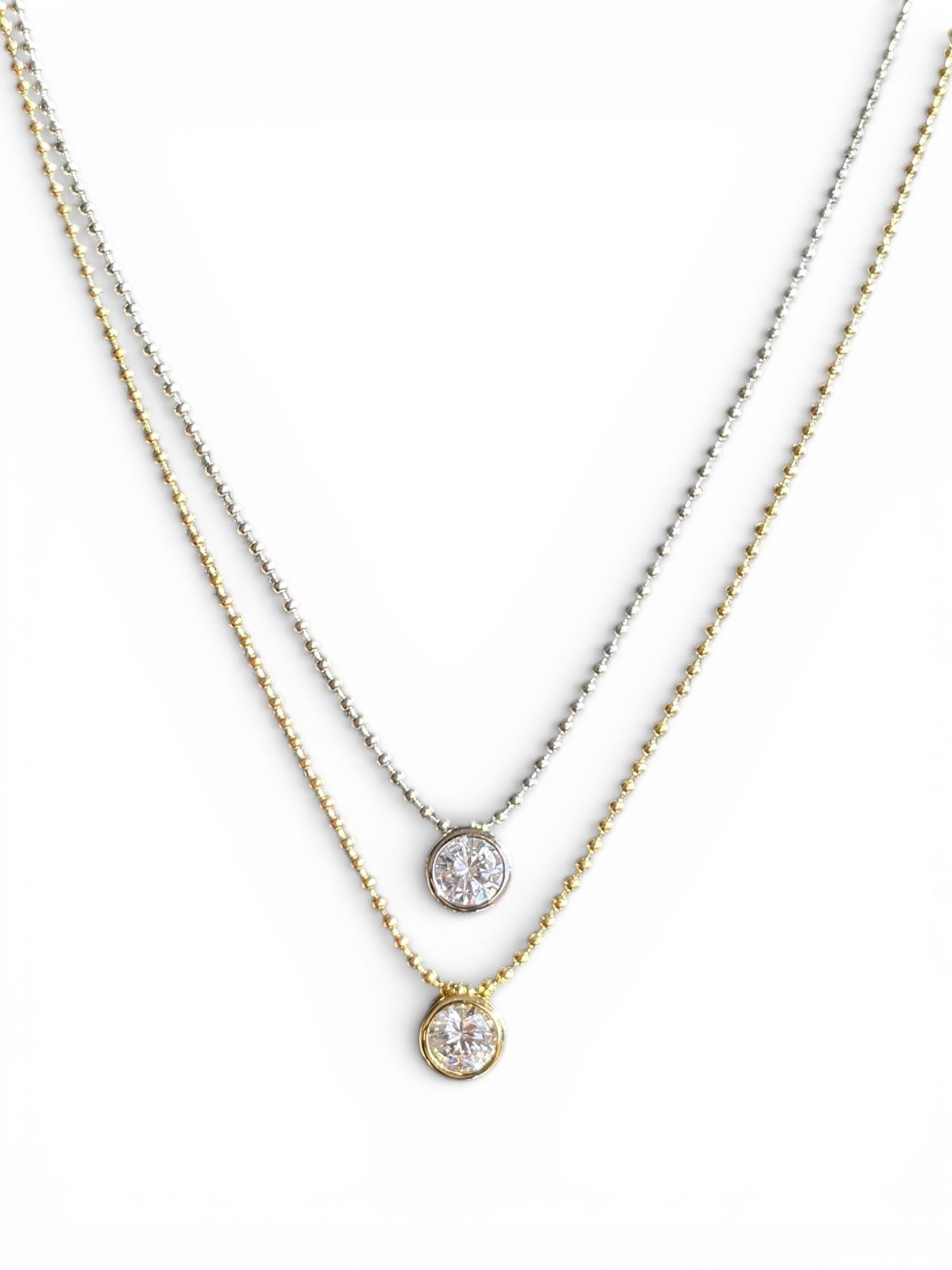 Waterproof Simple Solitaire Bezel Set Drop Necklace