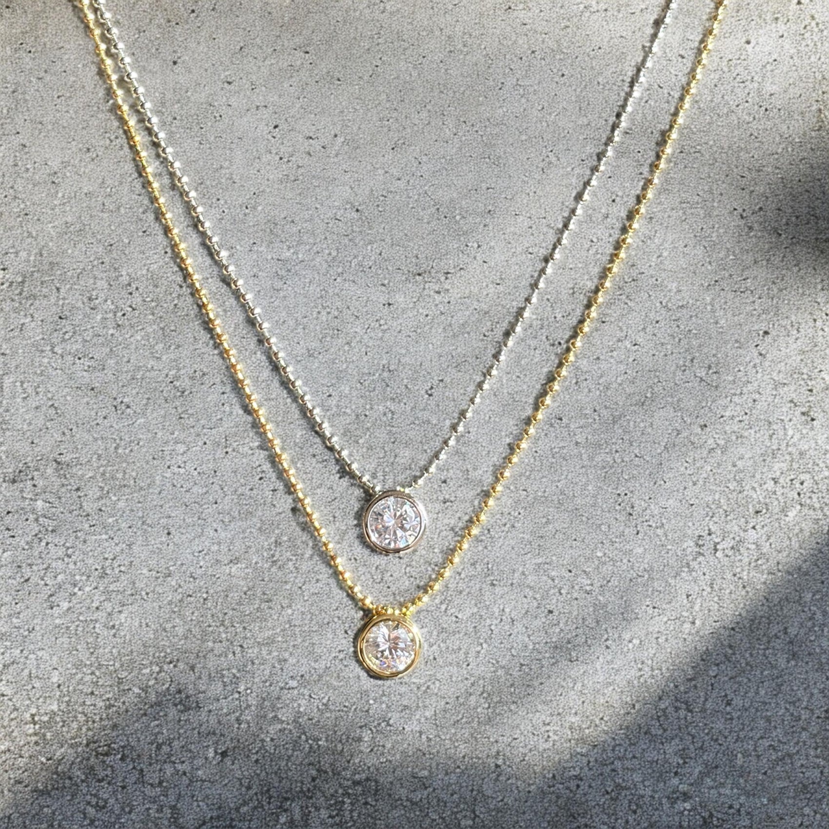 Waterproof Simple Solitaire Bezel Set Drop Necklace