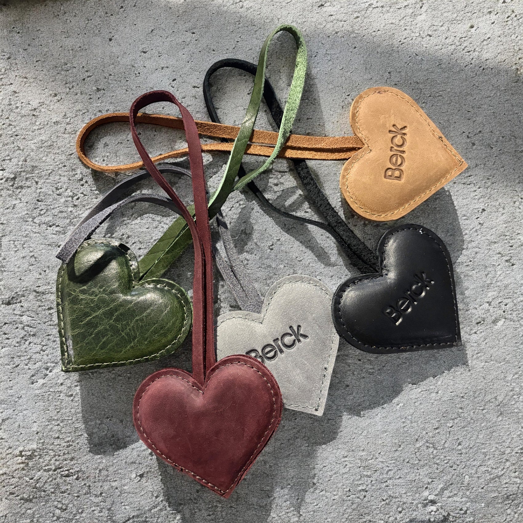 Berck Puffed Genuine Leather Heart Bag Charm