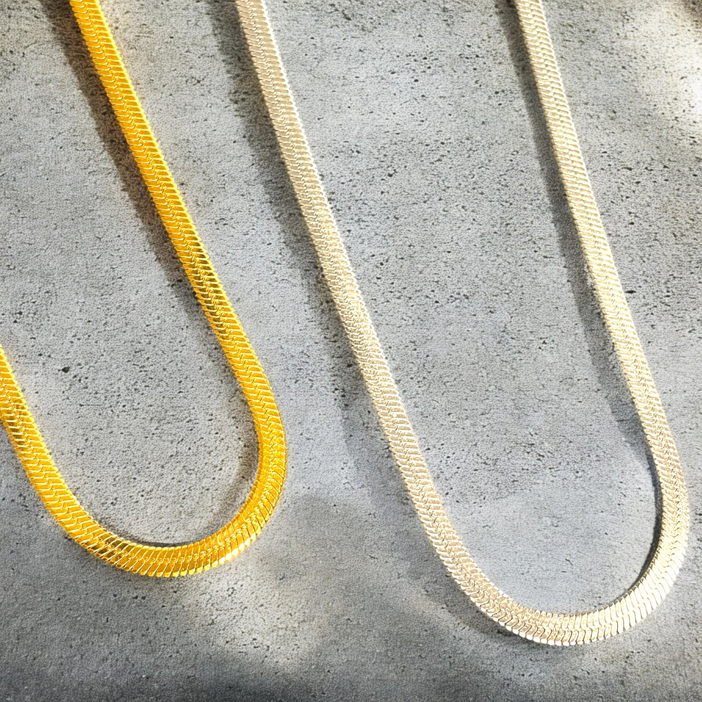 Waterproof Herringbone Flat Chain Necklace Stainless Steel