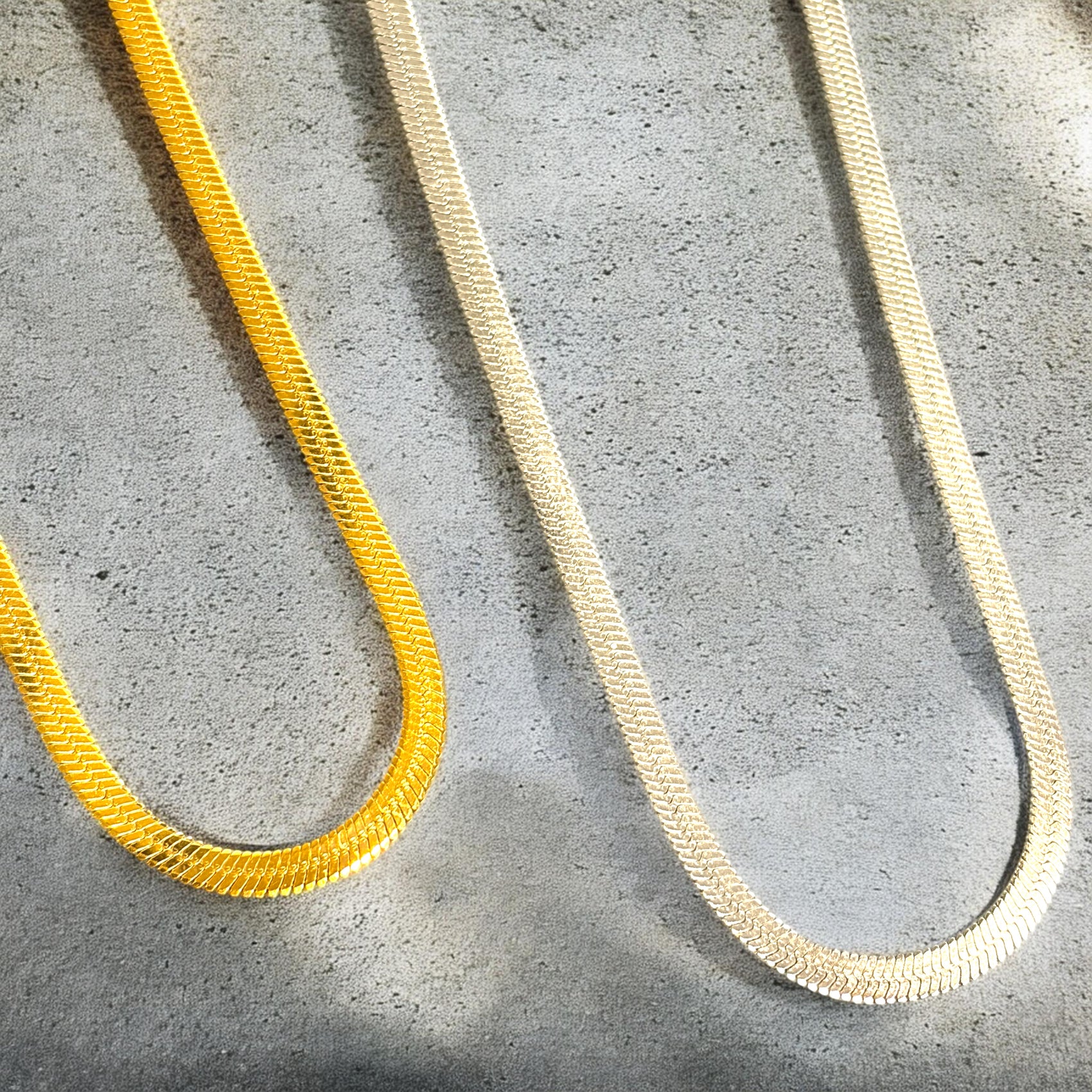 Waterproof Herringbone Flat Chain Necklace Stainless Steel