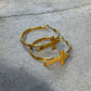 Waterproof Cross Hoop Earrings - 14K Gold or Polished PVD Plated Stainless Steel (Multiple Sizes)